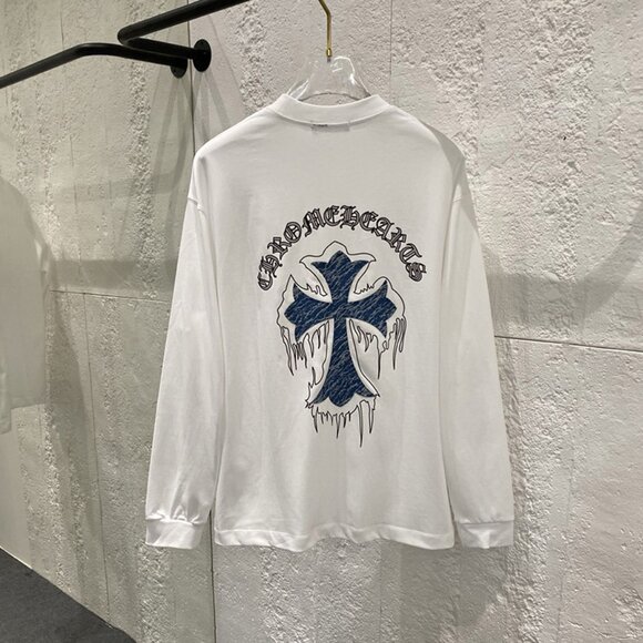 Chrome Hearts Blue Cross Print Short-Sleeve Top With White